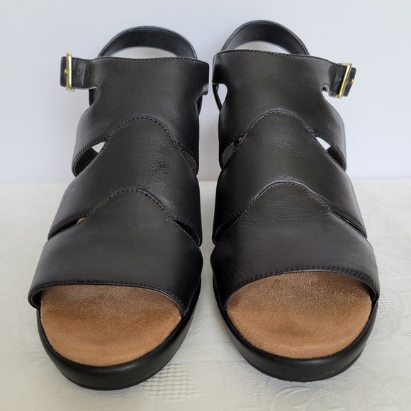 GIANI BERNINI Wirla Platform Wedge Leather Sandals- Black color- Women's Size 9M - Picture 12 of 15